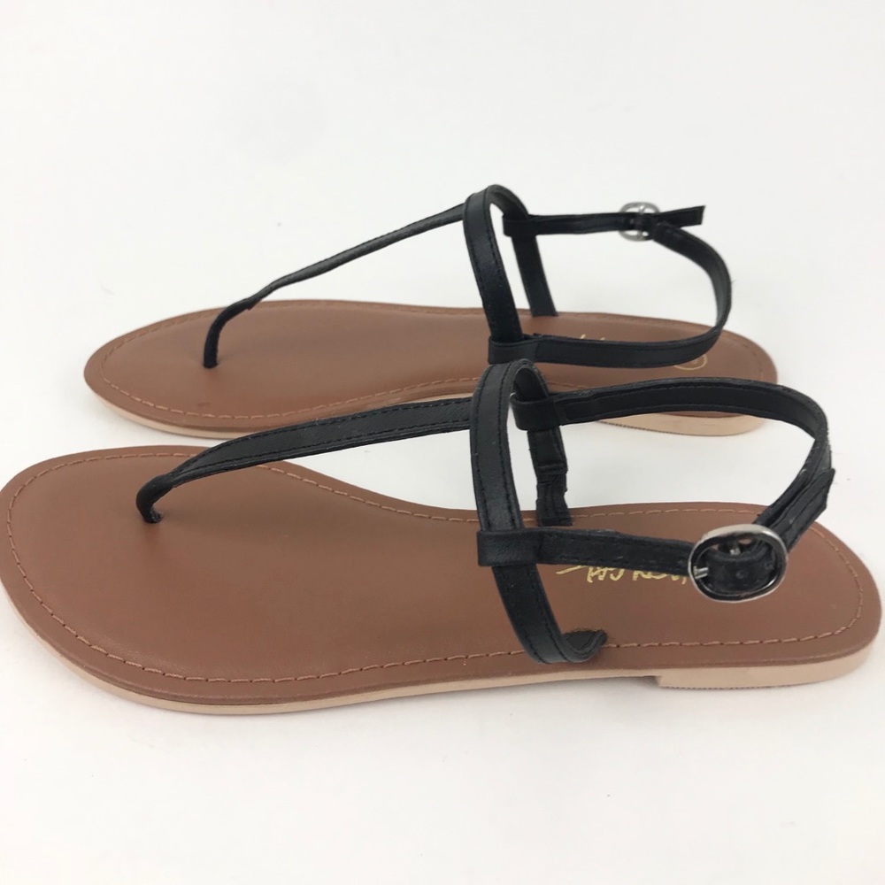 Nasty Gal Black Sandals T-strap 9 - Picture 2 of 4